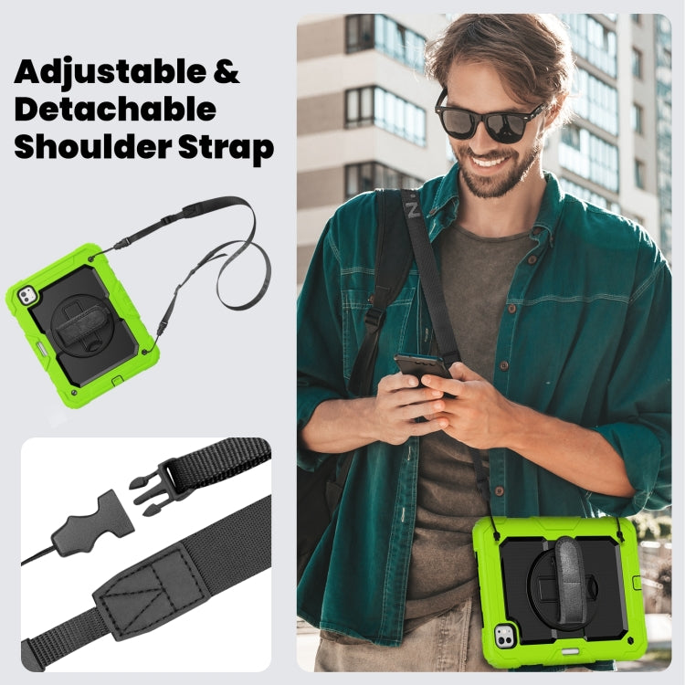 For iPad Pro 11 2024 Silicone Hybrid PC Tablet Case with Shoulder Strap(Black + Yellow Green) - iPad Pro 11 2024 Cases by PMC Jewellery | Online Shopping South Africa | PMC Jewellery | Buy Now Pay Later Mobicred
