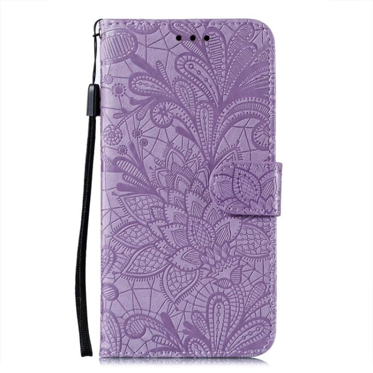 For Google Pixel 9 Lace Flower Embossing Flip Leather Phone Case(Purple) - Google Cases by PMC Jewellery | Online Shopping South Africa | PMC Jewellery | Buy Now Pay Later Mobicred