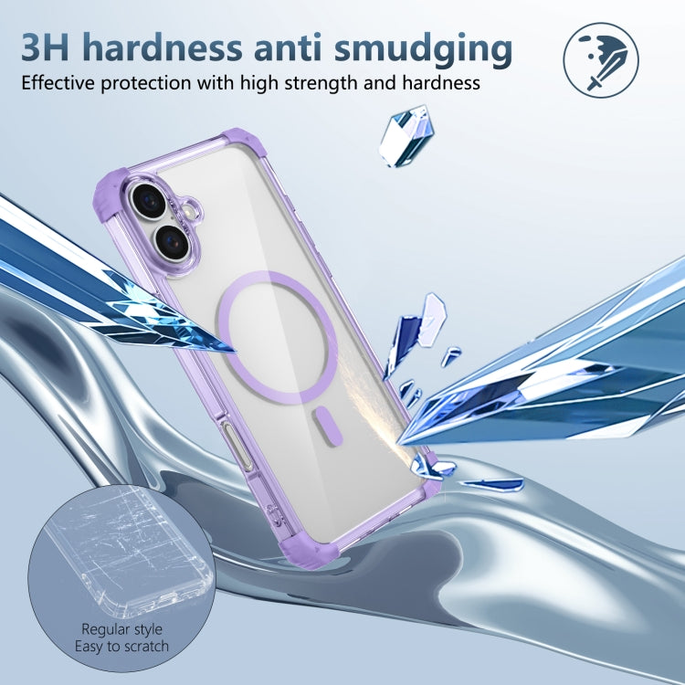 For iPhone 16 Transparent MagSafe Magnetic Phone Case(Purple) - iPhone 16 Cases by PMC Jewellery | Online Shopping South Africa | PMC Jewellery | Buy Now Pay Later Mobicred