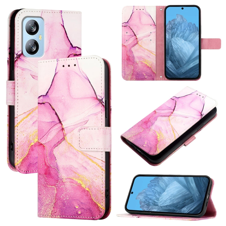 For Blackview A52 PT003 Marble Pattern Flip Leather Phone Case(Pink Purple Gold) - More Brand by PMC Jewellery | Online Shopping South Africa | PMC Jewellery | Buy Now Pay Later Mobicred