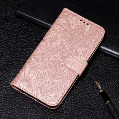 For Motorola Moto G Play 2024 Lace Flower Embossing Flip Leather Phone Case(Rose Gold) - Motorola Cases by PMC Jewellery | Online Shopping South Africa | PMC Jewellery | Buy Now Pay Later Mobicred