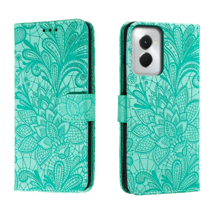 For Motorola Moto G Power 5G 2024 Lace Flower Embossing Flip Leather Phone Case(Green) - Motorola Cases by PMC Jewellery | Online Shopping South Africa | PMC Jewellery | Buy Now Pay Later Mobicred