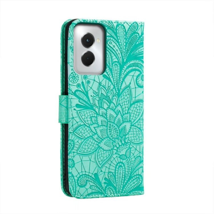 For Motorola Moto G Power 5G 2024 Lace Flower Embossing Flip Leather Phone Case(Green) - Motorola Cases by PMC Jewellery | Online Shopping South Africa | PMC Jewellery | Buy Now Pay Later Mobicred