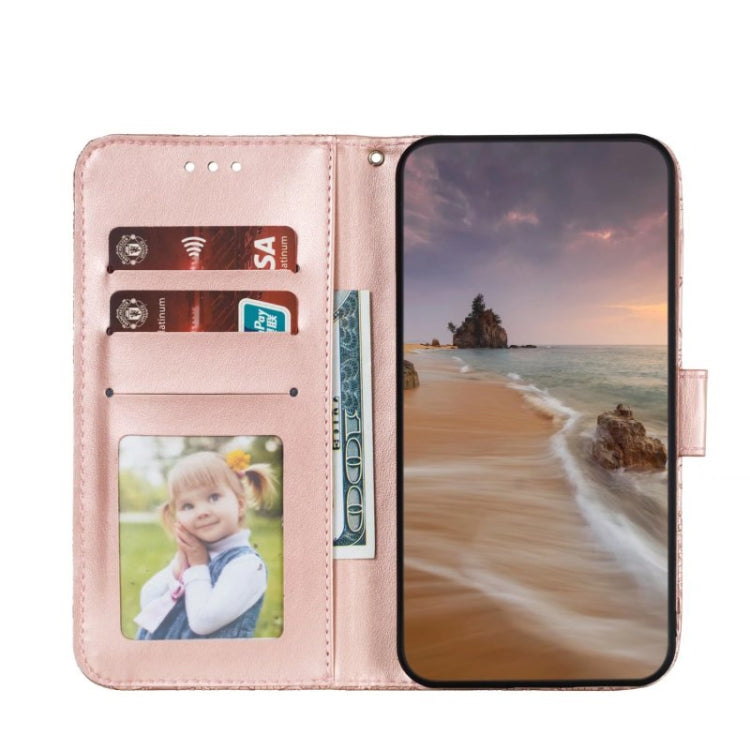 For Xiaomi Redmi K70 Lace Flower Embossing Flip Leather Phone Case(Rose Gold) - K70 Cases by PMC Jewellery | Online Shopping South Africa | PMC Jewellery | Buy Now Pay Later Mobicred