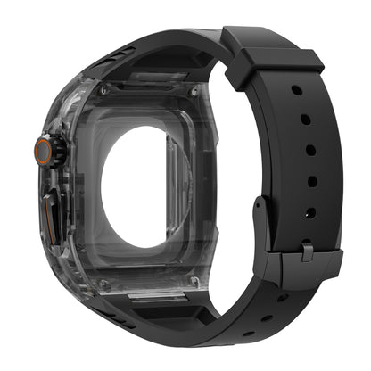 For Apple Watch Ultra 2 49mm Modified PC Hybrid TPU Watch Case Band(Black Clear Black) - Watch Bands by PMC Jewellery | Online Shopping South Africa | PMC Jewellery | Buy Now Pay Later Mobicred