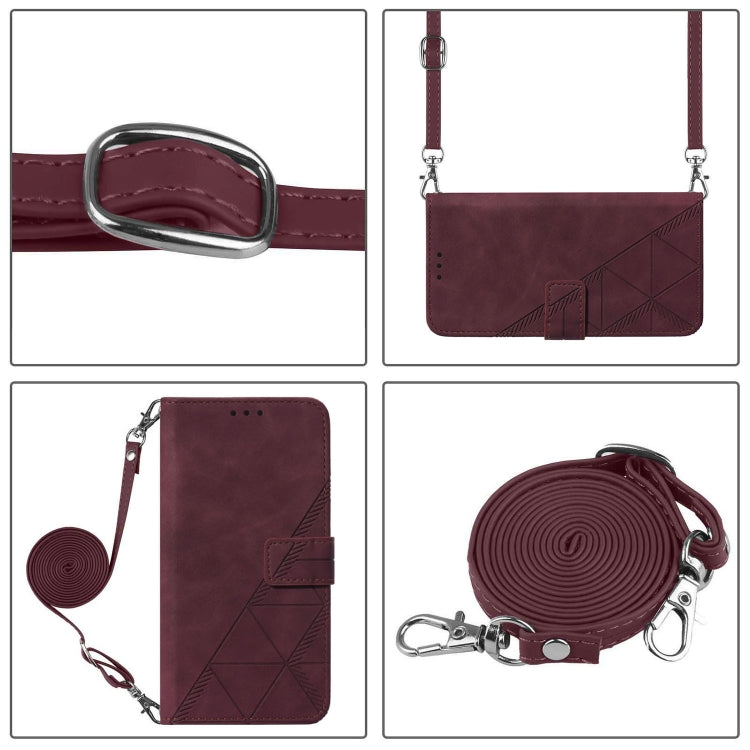 For Blackview Color 8 Crossbody 3D Embossed Flip Leather Phone Case(Wine Red) - More Brand by PMC Jewellery | Online Shopping South Africa | PMC Jewellery | Buy Now Pay Later Mobicred