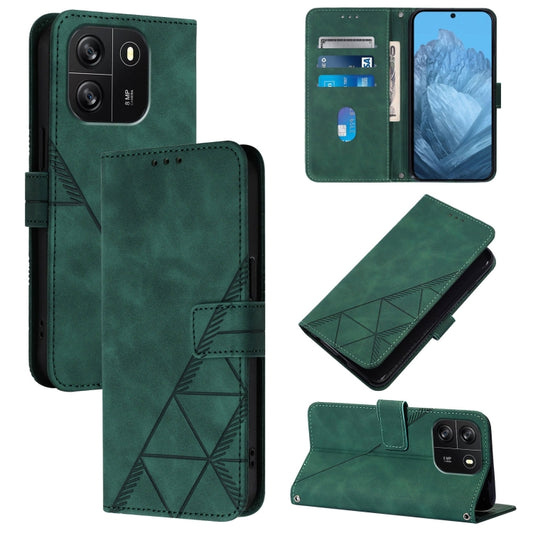 For Blackview Wave 6C Crossbody 3D Embossed Flip Leather Phone Case(Green) - More Brand by PMC Jewellery | Online Shopping South Africa | PMC Jewellery | Buy Now Pay Later Mobicred