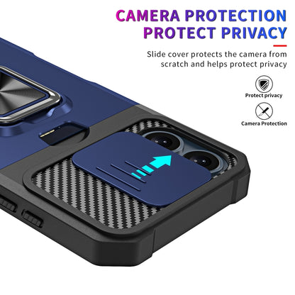 For iPhone 16 Camera Shield Card Slot PC+TPU Phone Case(Blue) - iPhone 16 Cases by PMC Jewellery | Online Shopping South Africa | PMC Jewellery | Buy Now Pay Later Mobicred