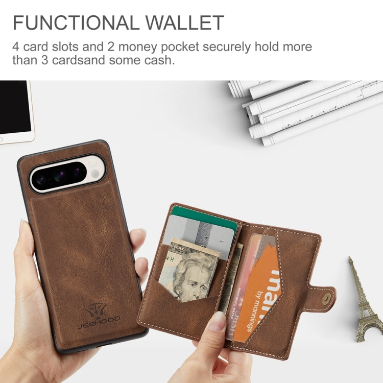 For Google Pixel 9 Pro JEEHOOD J01 Retro Magnetic Detachable Wallet Phone Case(Brown) - Google Cases by JEEHOOD | Online Shopping South Africa | PMC Jewellery | Buy Now Pay Later Mobicred