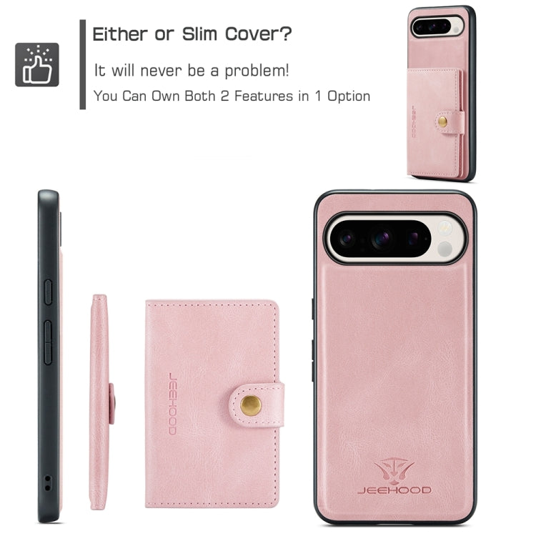 For Google Pixel 9 Pro JEEHOOD J01 Retro Magnetic Detachable Wallet Phone Case(Pink) - Google Cases by JEEHOOD | Online Shopping South Africa | PMC Jewellery | Buy Now Pay Later Mobicred