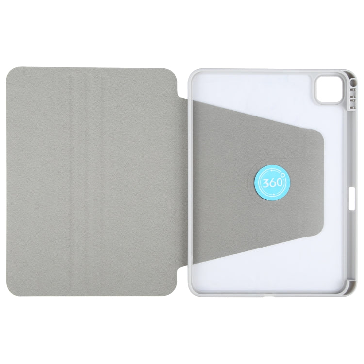 For iPad Air 11 2024 / Air 5 / Air 4 GEBEI Acrylic TPU 3-folding Rotating Smart Tablet Leather Case withh Pen Slot(Grey) - iPad Air 11 2024 Cases by GEBEI | Online Shopping South Africa | PMC Jewellery | Buy Now Pay Later Mobicred