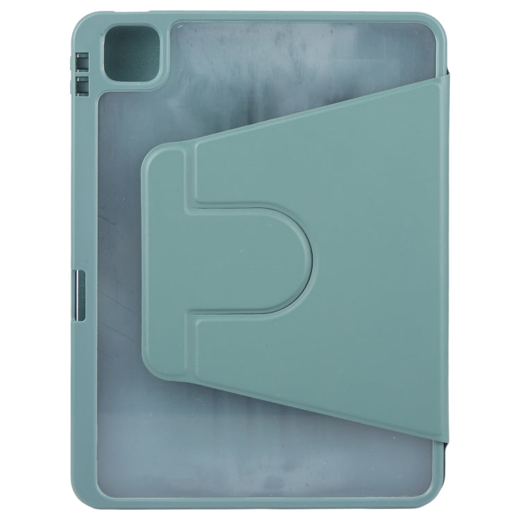 For iPad Air 13 2024 GEBEI Acrylic TPU 3-folding Rotating Smart Tablet Leather Case withh Pen Slot(Dark Green) - iPad Air 13 2024 Cases by GEBEI | Online Shopping South Africa | PMC Jewellery | Buy Now Pay Later Mobicred