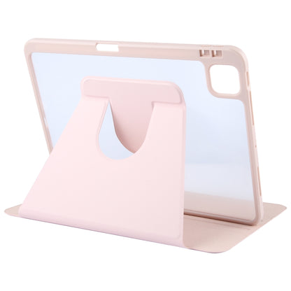 For iPad Air 13 2024 GEBEI Acrylic TPU 3-folding Rotating Smart Tablet Leather Case withh Pen Slot(Pink) - iPad Air 13 2024 Cases by GEBEI | Online Shopping South Africa | PMC Jewellery | Buy Now Pay Later Mobicred