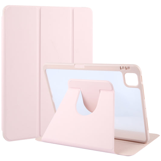 For iPad Pro 11 2024 GEBEI Acrylic TPU 3-folding Rotating Smart Tablet Leather Case withh Pen Slot(Pink) - iPad Pro 11 2024 Cases by GEBEI | Online Shopping South Africa | PMC Jewellery | Buy Now Pay Later Mobicred