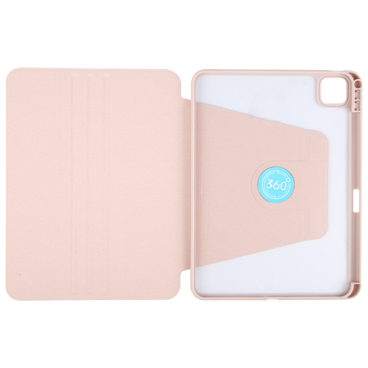 For iPad Pro 11 2024 GEBEI Acrylic TPU 3-folding Rotating Smart Tablet Leather Case withh Pen Slot(Pink) - iPad Pro 11 2024 Cases by GEBEI | Online Shopping South Africa | PMC Jewellery | Buy Now Pay Later Mobicred