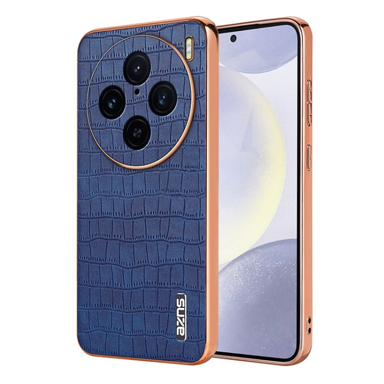 For vivo X100 Pro 5G / X100s Pro AZNS Electroplated Frame Crocodile Texture Full Coverage Phone Case(Blue) - X100 Pro Cases by AZNS | Online Shopping South Africa | PMC Jewellery | Buy Now Pay Later Mobicred