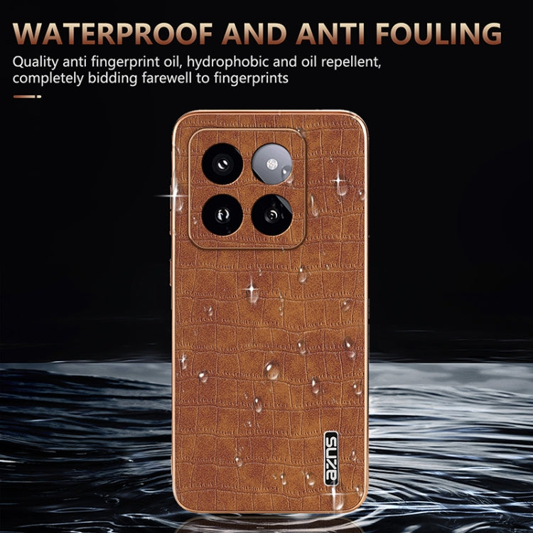 For Xiaomi 14 Pro AZNS Electroplated Frame Crocodile Texture Full Coverage Phone Case(Blue) - 14 Pro Cases by AZNS | Online Shopping South Africa | PMC Jewellery | Buy Now Pay Later Mobicred