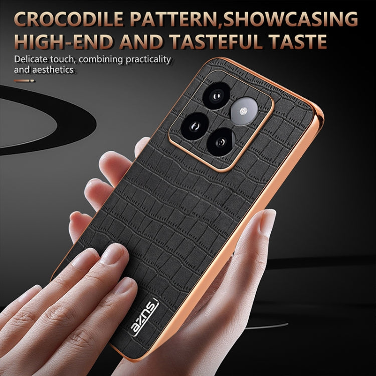 For Xiaomi 14 Pro AZNS Electroplated Frame Crocodile Texture Full Coverage Phone Case(Blue) - 14 Pro Cases by AZNS | Online Shopping South Africa | PMC Jewellery | Buy Now Pay Later Mobicred