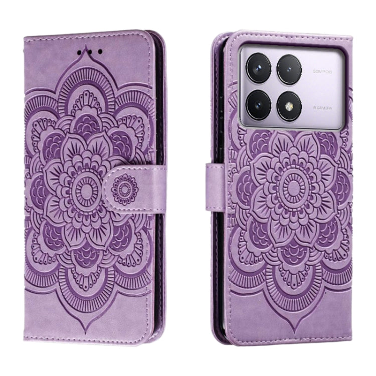 For Xiaomi Redmi K70 Sun Mandala Embossing Pattern Phone Leather Case(Purple) - K70 Cases by PMC Jewellery | Online Shopping South Africa | PMC Jewellery | Buy Now Pay Later Mobicred