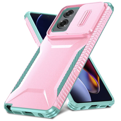 For Motorola Moto G Stylus 5G 2024 Sliding Camshield Phone Case(Pink + Grey Green) - Motorola Cases by PMC Jewellery | Online Shopping South Africa | PMC Jewellery | Buy Now Pay Later Mobicred