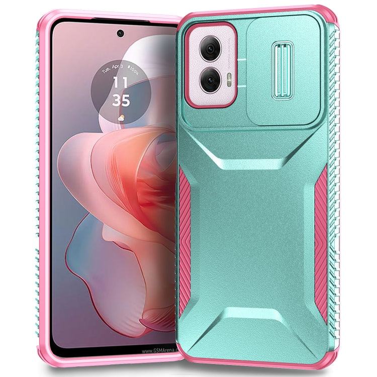 For Motorola Moto G Power 5G 2024 Sliding Camshield Phone Case(Grey Green + Pink) - Motorola Cases by PMC Jewellery | Online Shopping South Africa | PMC Jewellery | Buy Now Pay Later Mobicred