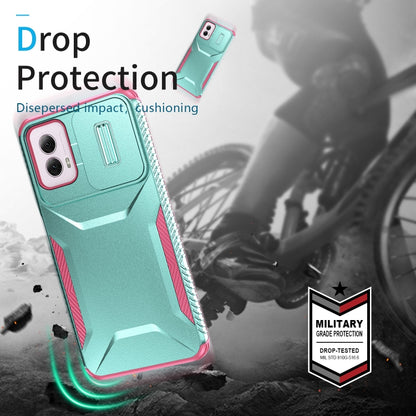 For Motorola Moto G Power 5G 2024 Sliding Camshield Phone Case(Grey Green + Pink) - Motorola Cases by PMC Jewellery | Online Shopping South Africa | PMC Jewellery | Buy Now Pay Later Mobicred