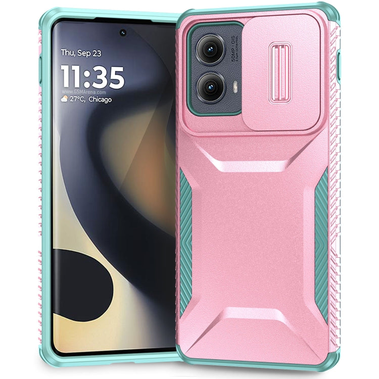 For Motorola Edge 5G 2024 Sliding Camshield Phone Case(Pink + Grey Green) - Motorola Cases by PMC Jewellery | Online Shopping South Africa | PMC Jewellery | Buy Now Pay Later Mobicred