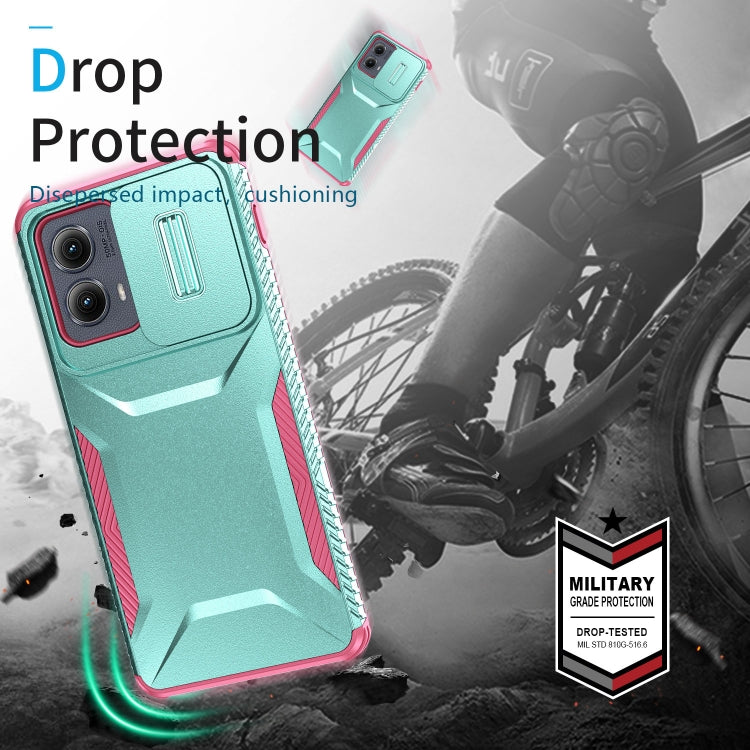 For Motorola Edge 5G 2024 Sliding Camshield Phone Case(Grey Green + Pink) - Motorola Cases by PMC Jewellery | Online Shopping South Africa | PMC Jewellery | Buy Now Pay Later Mobicred