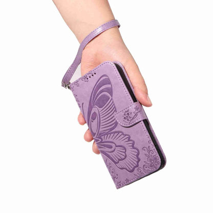 For iPhone 16 Plus Swallowtail Butterfly Embossed Leather Phone Case(Purple) - iPhone 16 Plus Cases by PMC Jewellery | Online Shopping South Africa | PMC Jewellery | Buy Now Pay Later Mobicred