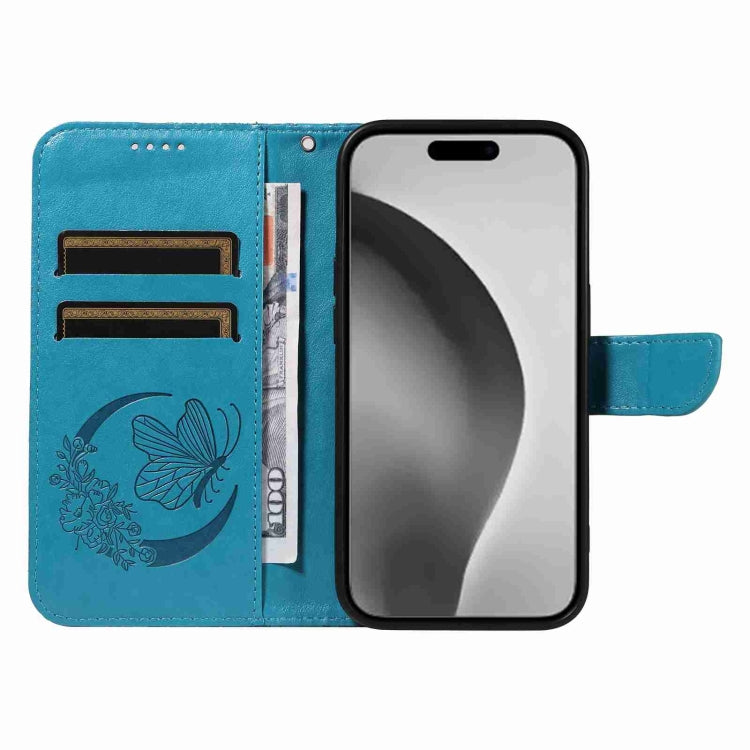 For iPhone 16 Pro Max Swallowtail Butterfly Embossed Leather Phone Case(Blue) - iPhone 16 Pro Max Cases by PMC Jewellery | Online Shopping South Africa | PMC Jewellery | Buy Now Pay Later Mobicred