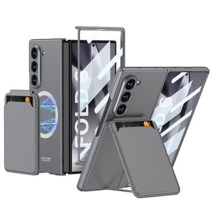 For Samsung Galaxy Z Fold6 GKK Integrated Magsafe Detachable Card Slot Phone Case(Gray) - Galaxy Phone Cases by GKK | Online Shopping South Africa | PMC Jewellery | Buy Now Pay Later Mobicred