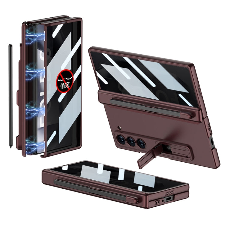 For Samsung Galaxy Z Fold6 GKK Integrated Anti Peep Full Coverage Magnetic Fold Phone Case with Pen Slot, Not Included Pen(Wine Red) - Galaxy Z Fold6 5G Cases by GKK | Online Shopping South Africa | PMC Jewellery | Buy Now Pay Later Mobicred