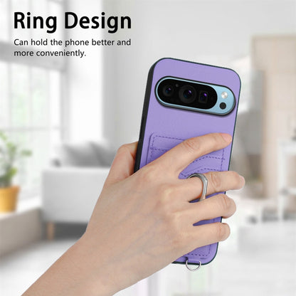 For Google Pixel 9 / 9 Pro R20 Crossbody Rope Ring Card Holder Phone Case(Purple) - Google Cases by PMC Jewellery | Online Shopping South Africa | PMC Jewellery | Buy Now Pay Later Mobicred