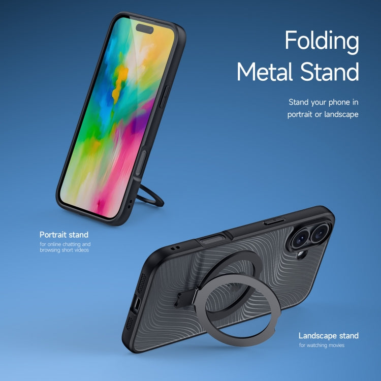 For iPhone 16 DUX DUCIS Aimo Mag Series MagSafe Ring Holder Frosted Phone Case(Black) - iPhone 16 Cases by DUX DUCIS | Online Shopping South Africa | PMC Jewellery | Buy Now Pay Later Mobicred