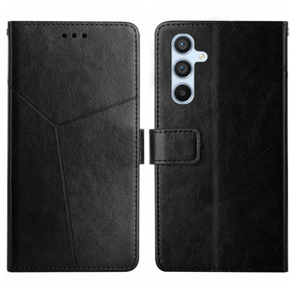 For Samsung Galaxy S25 5G Y-shaped Pattern Flip Leather Phone Case(Black) - Galaxy S25 5G Cases by PMC Jewellery | Online Shopping South Africa | PMC Jewellery | Buy Now Pay Later Mobicred