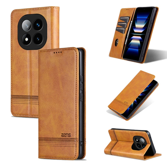 For Redmi Note 14 Pro 5G AZNS Magnetic Calf Texture Flip Leather Phone Case(Light Brown) - Note 14 Pro Cases by AZNS | Online Shopping South Africa | PMC Jewellery | Buy Now Pay Later Mobicred