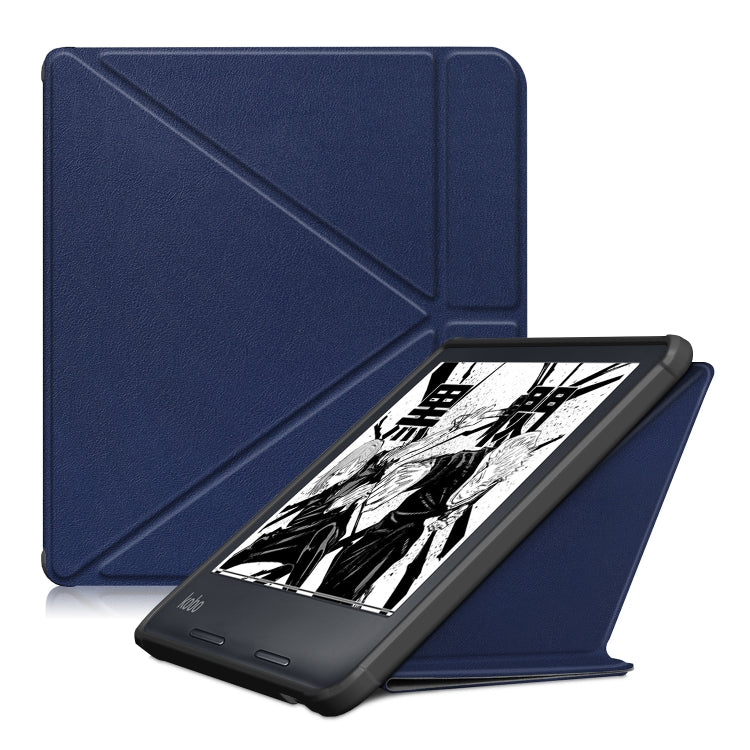 For Kobo Libra Colour 2024 Solid Color Deformation TPU Leather Smart Tablet Case(Dark Blue) - Others by PMC Jewellery | Online Shopping South Africa | PMC Jewellery | Buy Now Pay Later Mobicred