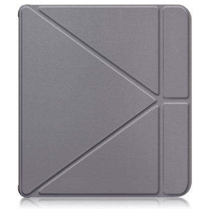 For Kobo Libra Colour 2024 Solid Color Deformation TPU Leather Smart Tablet Case(Grey) - Others by PMC Jewellery | Online Shopping South Africa | PMC Jewellery | Buy Now Pay Later Mobicred