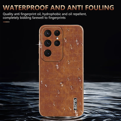 For Samsung Galaxy S25 Ultra 5G AZNS Electroplated Frame Crocodile Texture Full Coverage Phone Case(Brown) - Galaxy S25 Ultra 5G Cases by AZNS | Online Shopping South Africa | PMC Jewellery | Buy Now Pay Later Mobicred