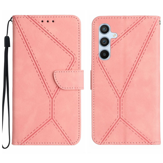 For Samsung Galaxy S25 5G Stitching Embossed Leather Phone Case(Pink) - Galaxy S25 5G Cases by PMC Jewellery | Online Shopping South Africa | PMC Jewellery | Buy Now Pay Later Mobicred