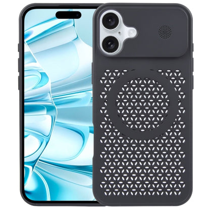 For iPhone 16 Plus Pure Color Honeycomb Aromatherapy MagSafe Phone Case(Black) - iPhone 16 Plus Cases by PMC Jewellery | Online Shopping South Africa | PMC Jewellery | Buy Now Pay Later Mobicred