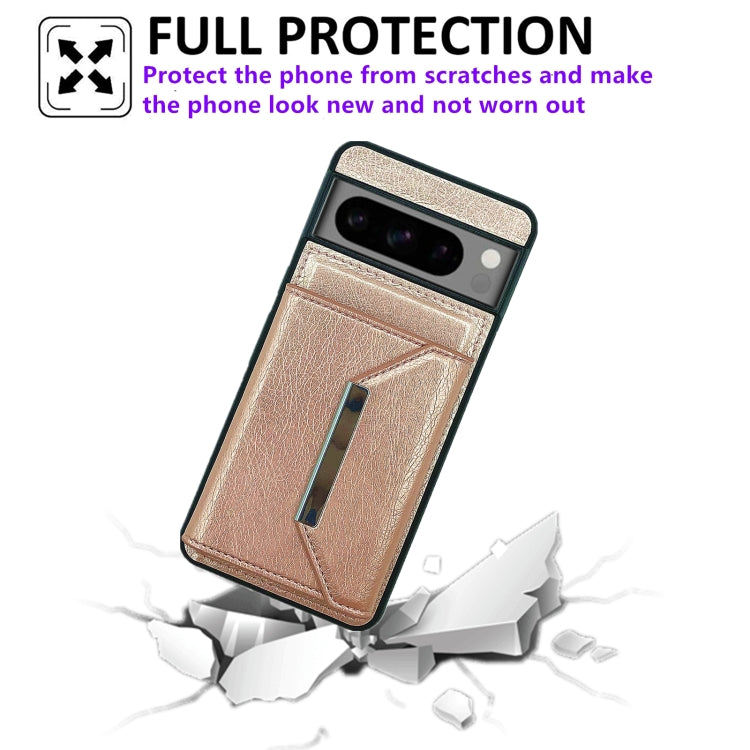 For Google Pixel 9 Pro XL Solid Color Metal Buckle Card Slots Bag Phone Case(Rose Gold) - Google Cases by PMC Jewellery | Online Shopping South Africa | PMC Jewellery | Buy Now Pay Later Mobicred