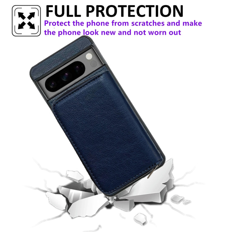 For Google Pixel 9 / 9 Pro Solid Color Zipper 11-Card Slots Bag Phone Case with Lanyard(Blue) - Google Cases by PMC Jewellery | Online Shopping South Africa | PMC Jewellery | Buy Now Pay Later Mobicred