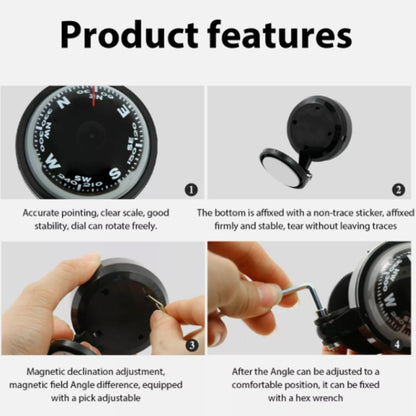 Nisa LC500 Car Compass Ball Car Decoration - Clocks & Car Meters by PMC Jewellery | Online Shopping South Africa | PMC Jewellery | Buy Now Pay Later Mobicred