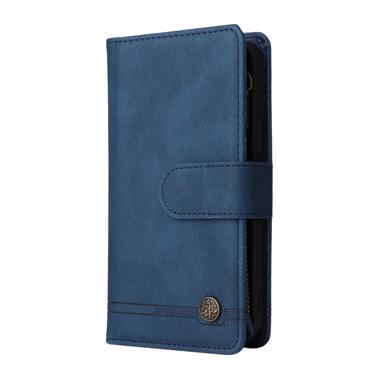 For iPhone 16 Pro Skin Feel Multi-Card Wallet Zipper Leather Phone Case(Blue) - iPhone 16 Pro Cases by PMC Jewellery | Online Shopping South Africa | PMC Jewellery | Buy Now Pay Later Mobicred