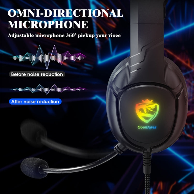 SoulBytes S20 RGB Light Gaming Headset with Mic(Black) - Multimedia Headset by Soulbytes | Online Shopping South Africa | PMC Jewellery | Buy Now Pay Later Mobicred