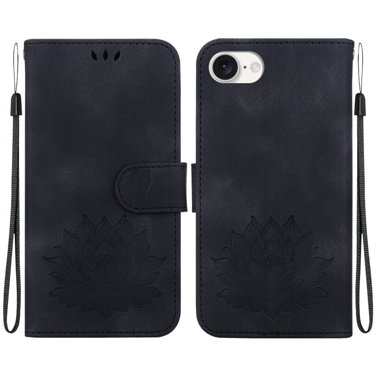 For iPhone SE 2024 Lotus Embossed Leather Phone Case(Black) - More iPhone Cases by PMC Jewellery | Online Shopping South Africa | PMC Jewellery | Buy Now Pay Later Mobicred