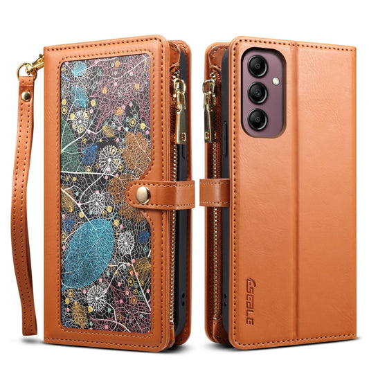 For Samsung Galaxy S25 5G ESEBLE Star Series Lanyard Zipper Wallet RFID Leather Case(Brown) - Galaxy S25 5G Cases by ESEBLE | Online Shopping South Africa | PMC Jewellery | Buy Now Pay Later Mobicred