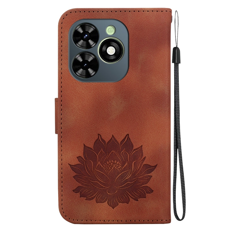 For Tecno Spark G0 2024 / Spark 20 Lotus Embossed Leather Phone Case(Brown) - Tecno Cases by PMC Jewellery | Online Shopping South Africa | PMC Jewellery | Buy Now Pay Later Mobicred