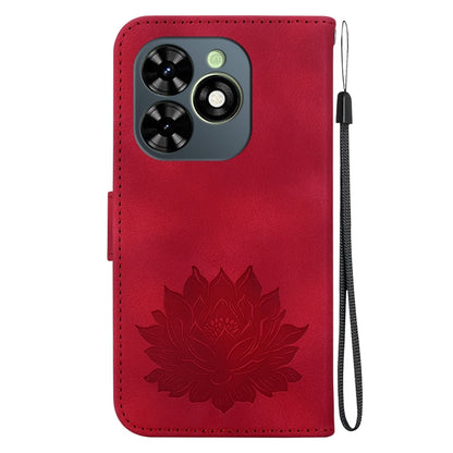 For Tecno Spark G0 2024 / Spark 20 Lotus Embossed Leather Phone Case(Red) - Tecno Cases by PMC Jewellery | Online Shopping South Africa | PMC Jewellery | Buy Now Pay Later Mobicred